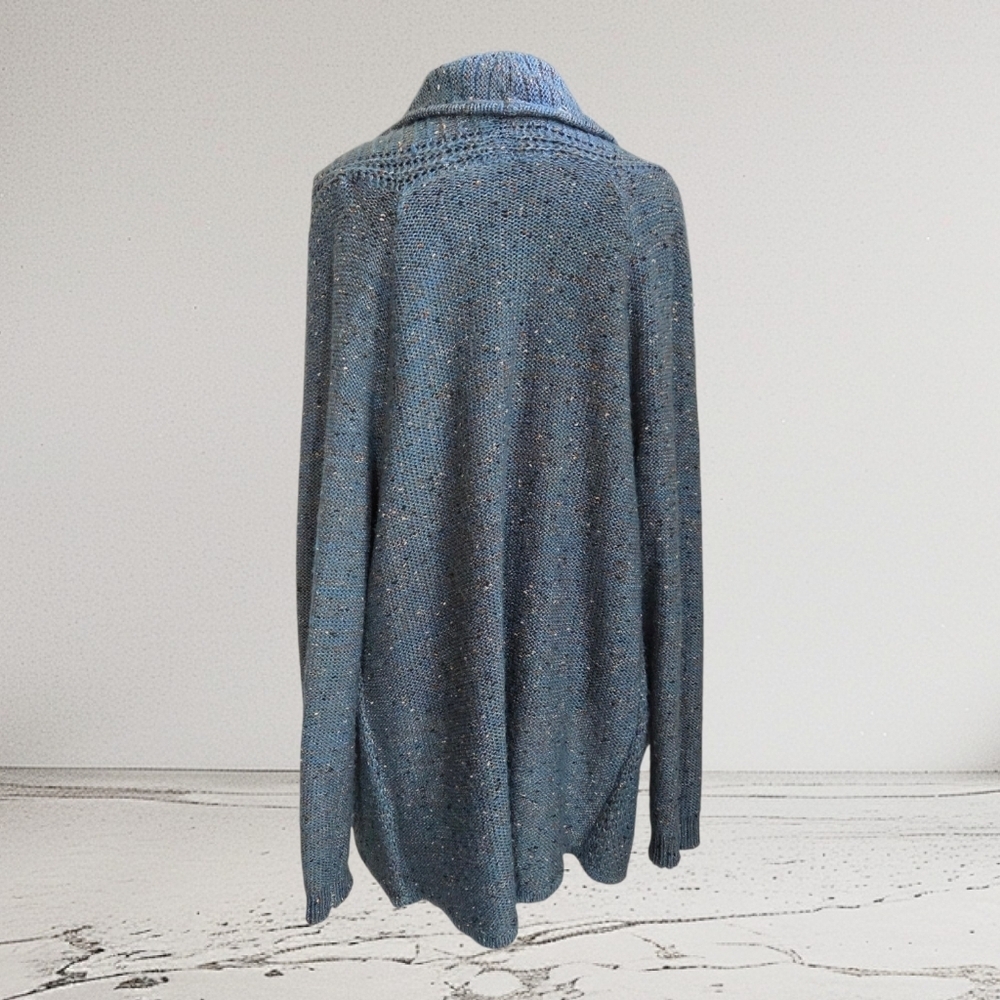 Denver Hayes Green Flecked Open Cardigan Sweater Size Med - Picture 3 of 5
